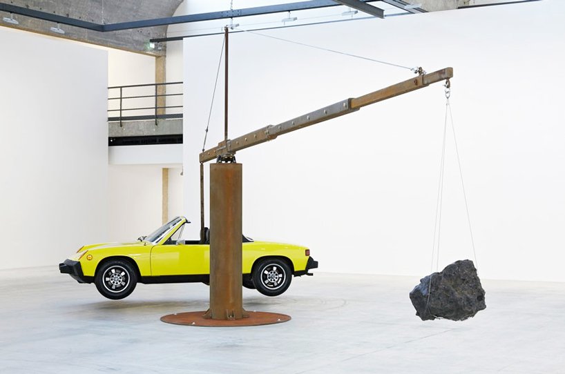 chris burden suspends vintage porsche with 390 pound meteorite