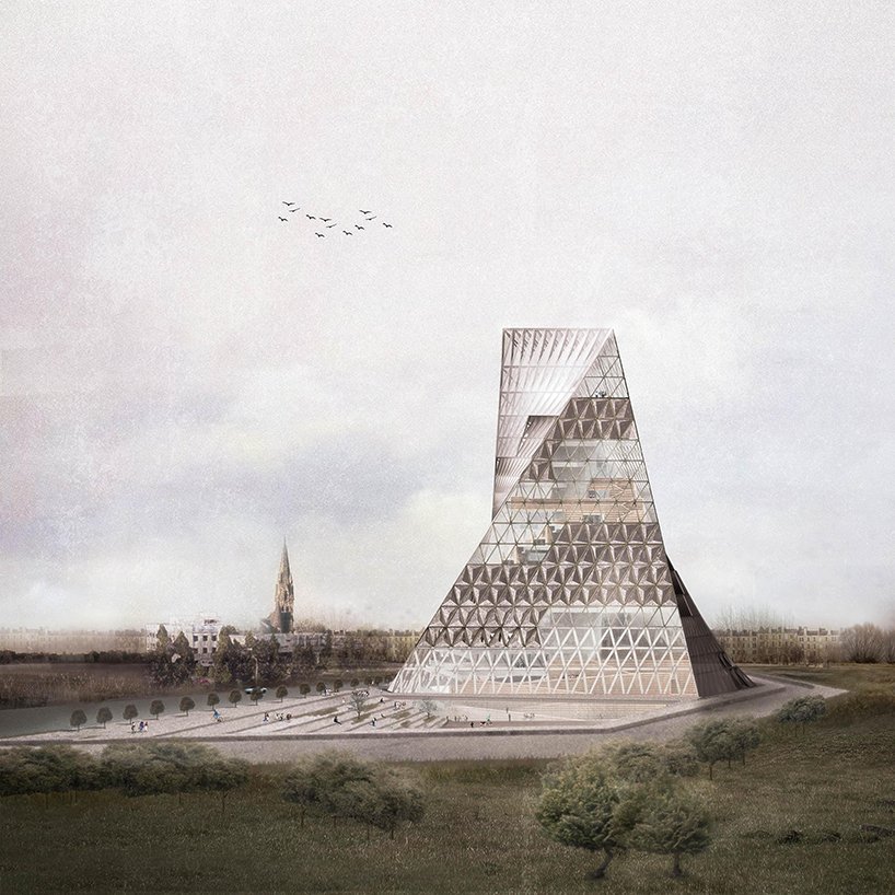 JOA`s new library proposal in poland looks like a rotating tower of books