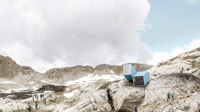 bivacco bredy dual-oriented shelter proposal settles within the italian alps