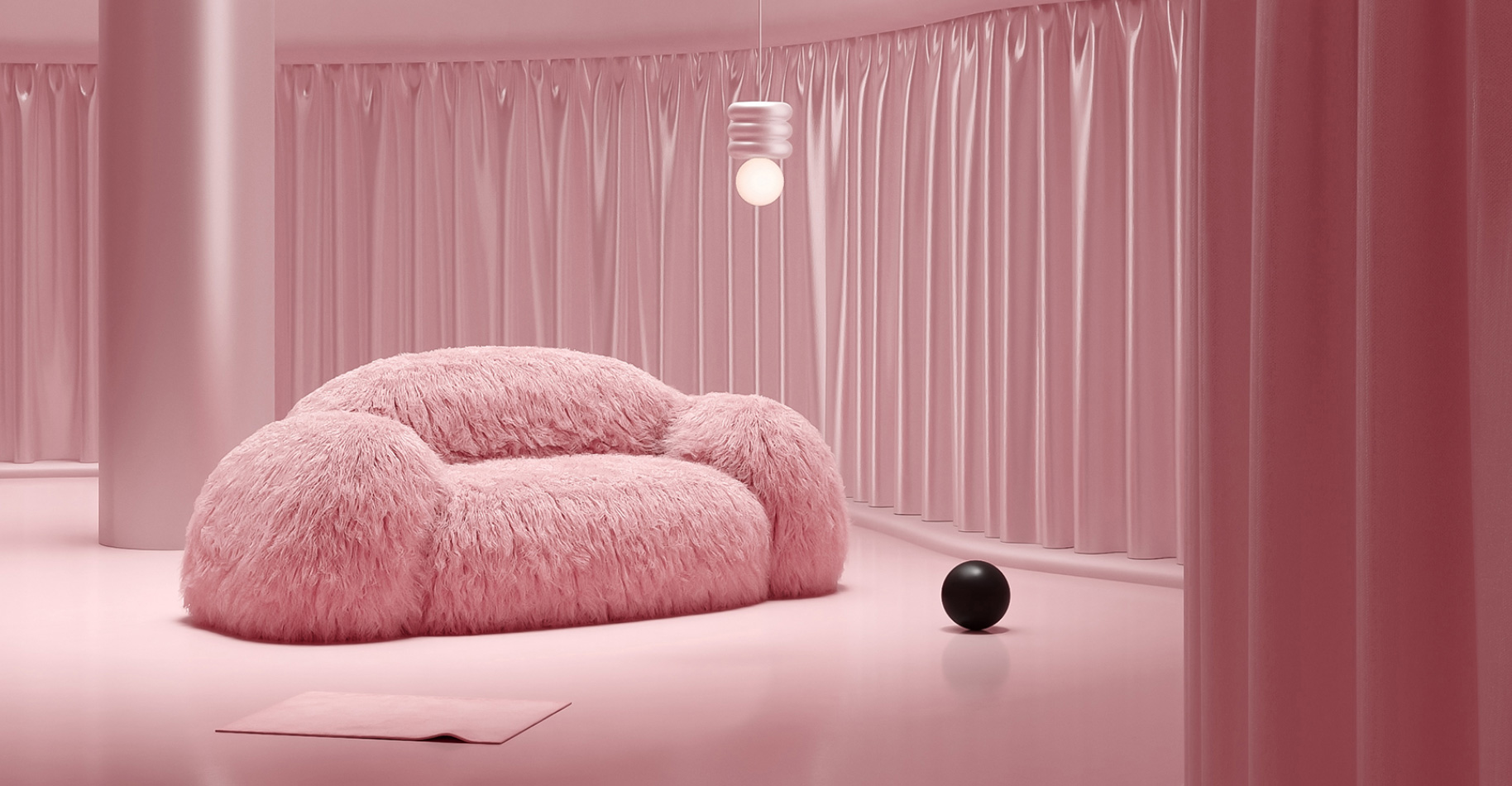 vladimir naumov designs dreamy pink "yeti" sofa for MISSANA LAB