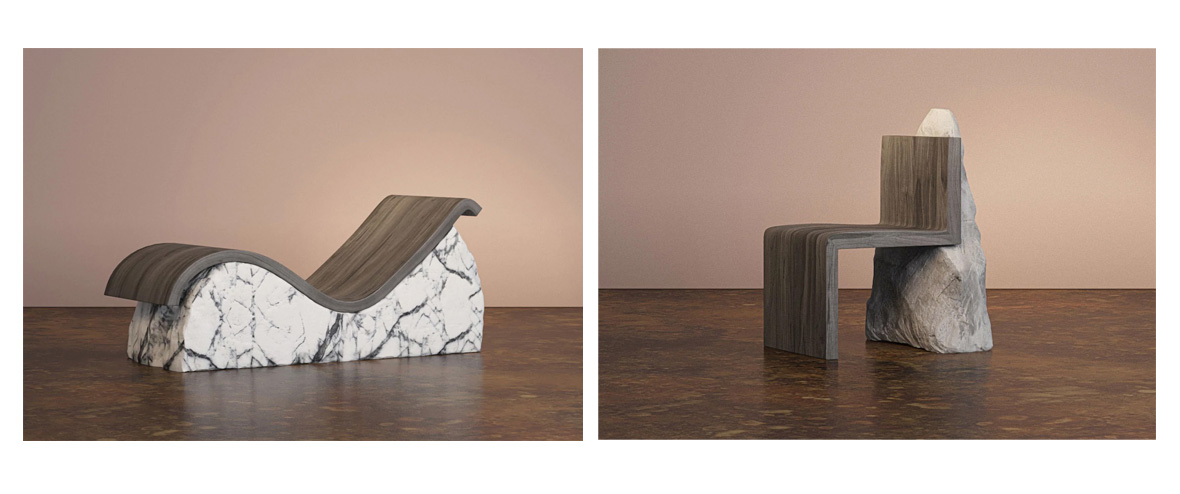 The contrasting ATUS collection mMerges Rrocks with wood