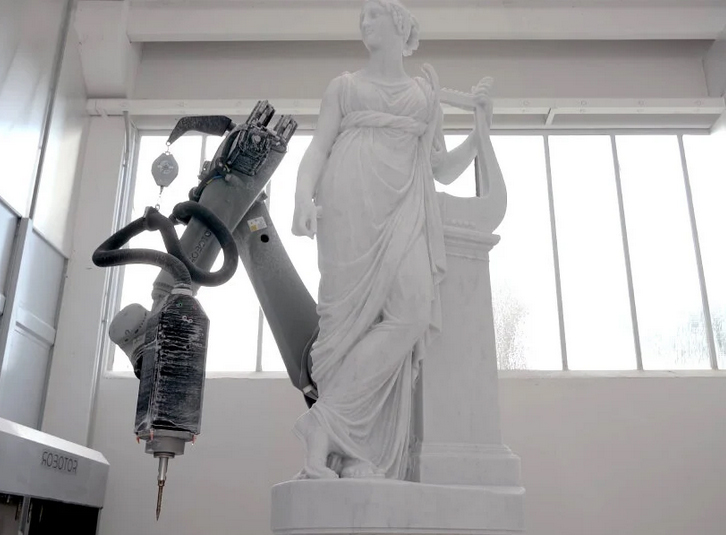 robot chisel in italy carves detailed marble sculptures like a real artist