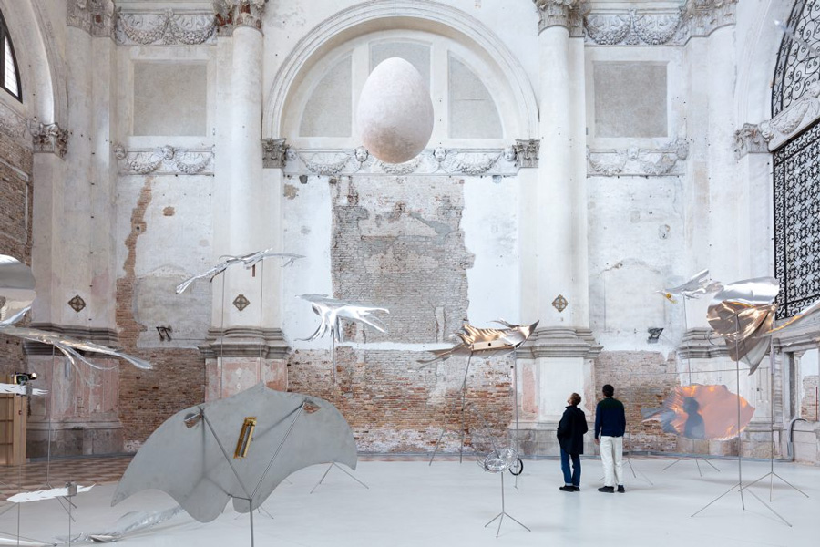 Artists Petrit Halilaj and Álvaro Urbano Have Filled a 9th-Century Venetian Church With a Fantastical Menagerie—Crowned by a Giant Floating Egg