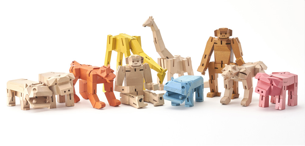 "morphits" retro transformers unfold into whimsical wooden animals like a puzzle