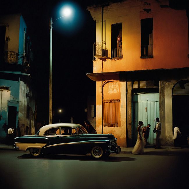 fidel suftibonas` AI-generated "promptography" captures the vibrant street life of havana