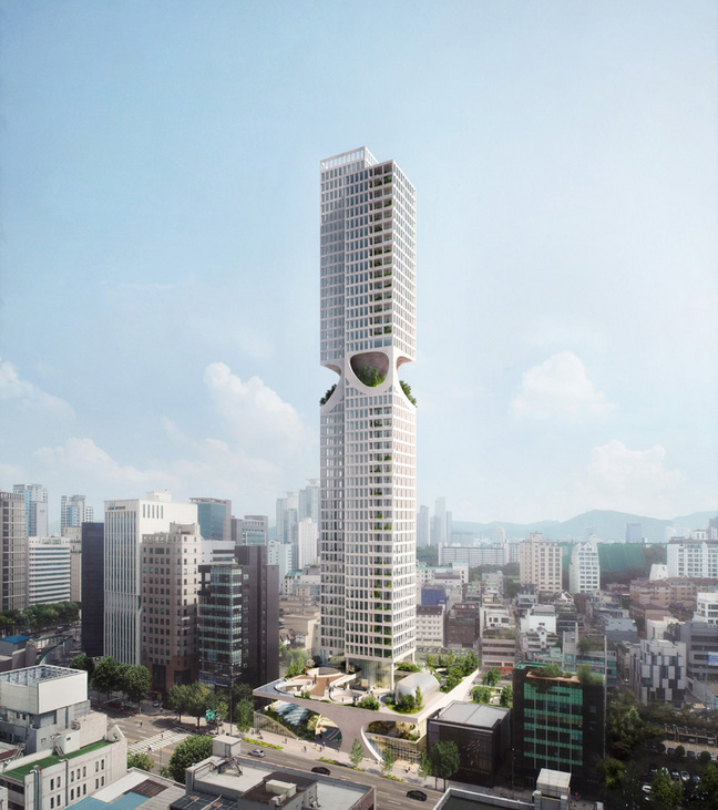 ODA proposes perforated skyscraper with undulating garden terrace in south korea