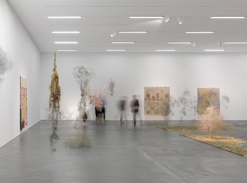 igshaan adams brings cloud-like sculptures and woven pathways to kunsthalle zurich