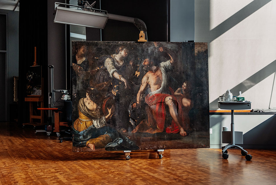 Damaged by an explosion, the canvas emerged a Gentileschi