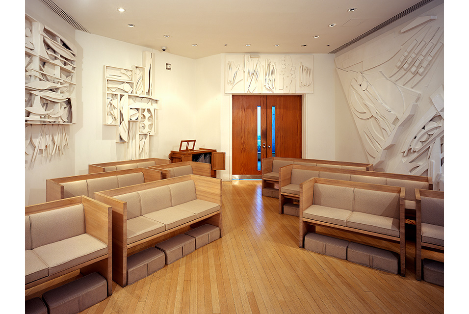 Louise Nevelson Trinity Columns from Chapel of the Good Shepherd in Manhattan on loan to the Farnsworth Art Museum