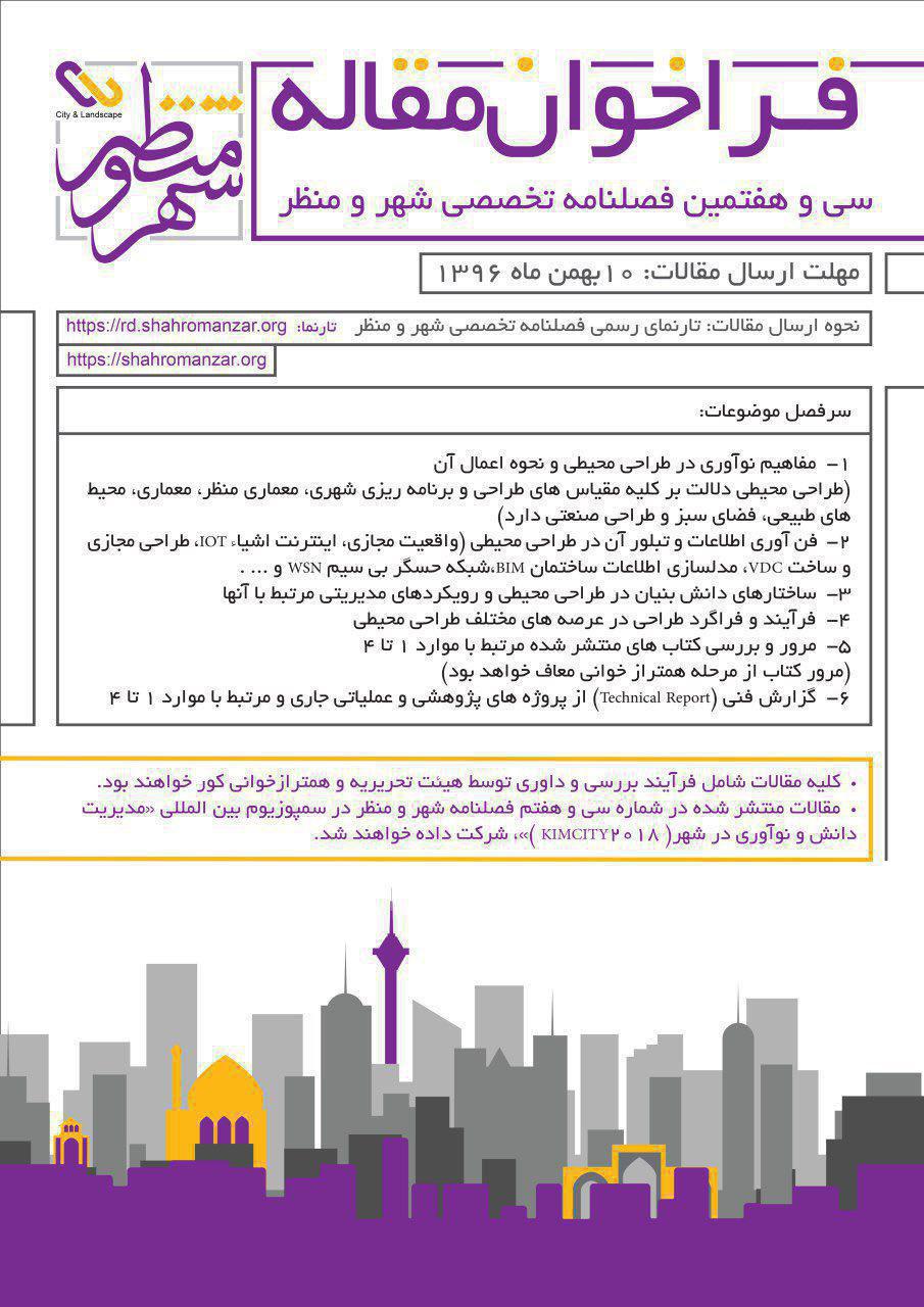 فراخوان مقاله سی و هفتمین فصلنامه تخصصی شهر و منظر