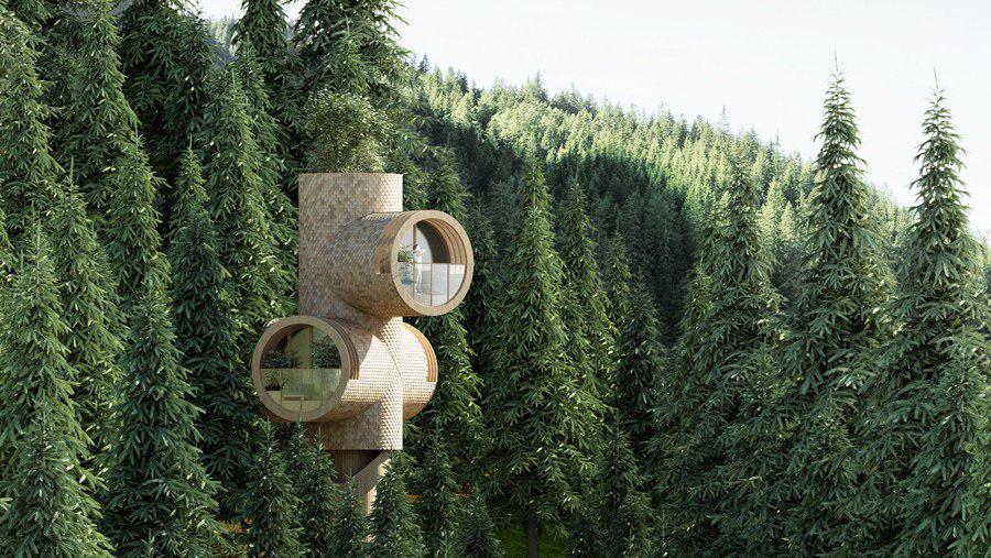 SMALL MODULAR TREEHOUSE BY ARCHITECTURE STUDIO PRECHTS