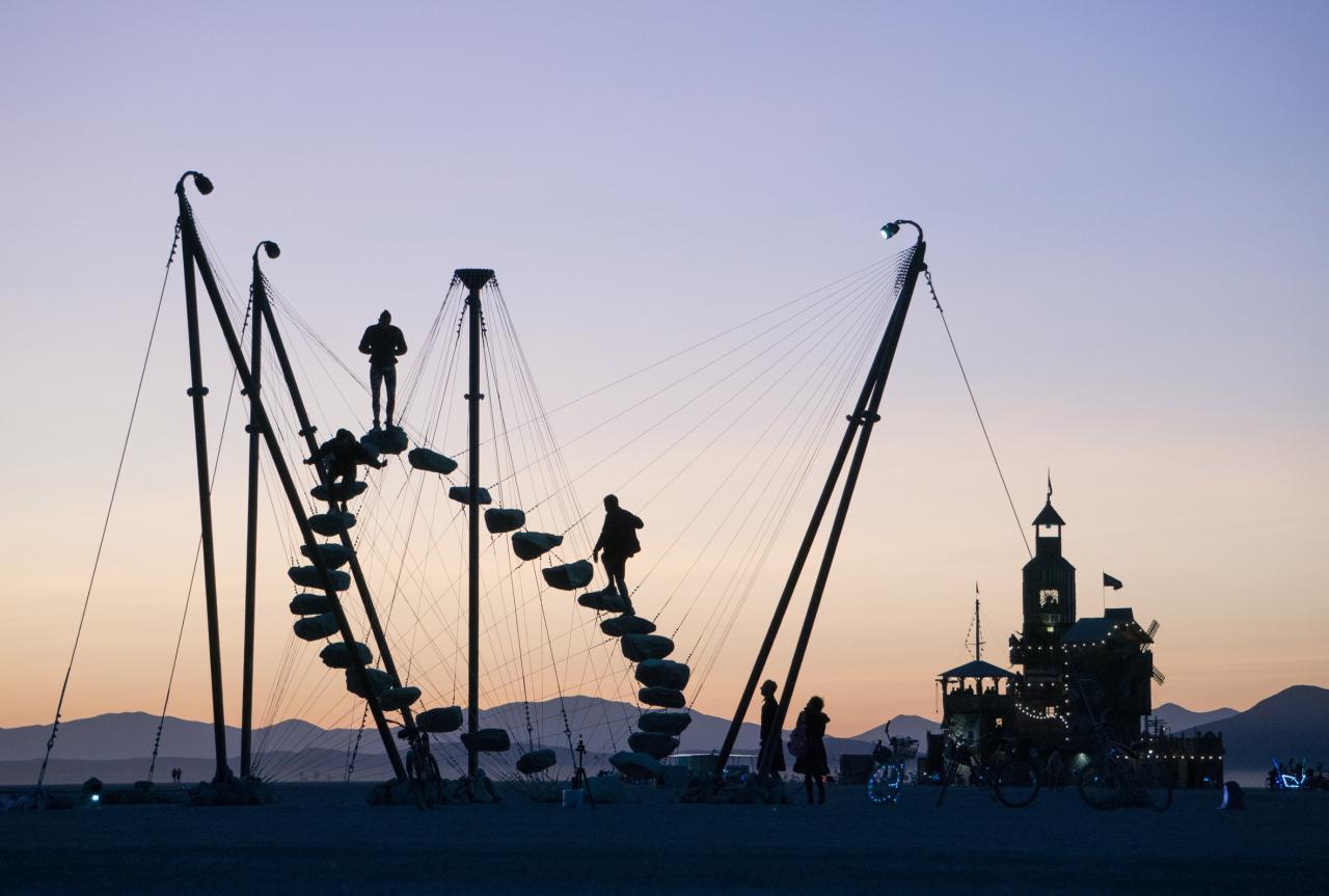 Benjamin Langholz circular staircase at Burning Man creates an alternate reality
