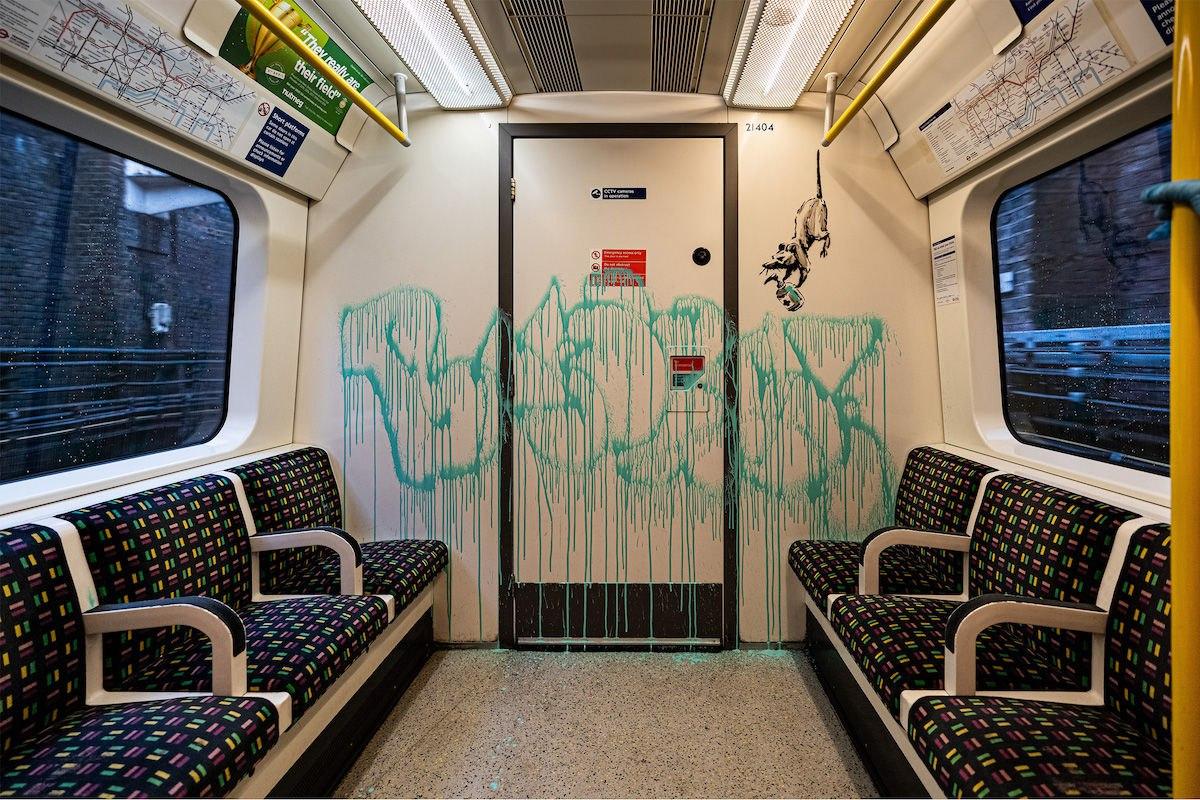 A mural Banksy painted on the London Underground was removed by cleaning crews