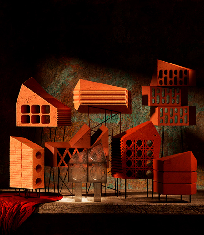 federico babina`s architectural theatre transforms structures into vivid characters