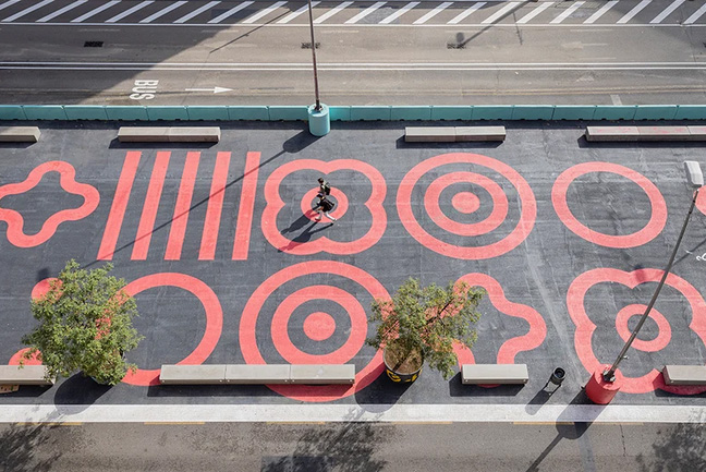 A graphic intervention transforms streets of barcelona for a more inclusive cityscape