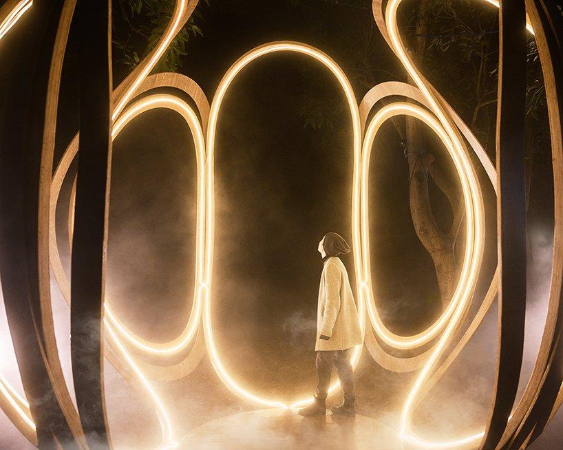 ling-li tsengs the search of the glow installation lights misty forest in taiwan